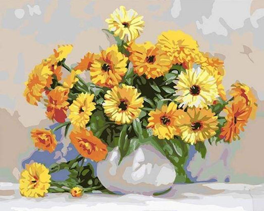 Fiori Gialli In Un Vaso Bianco Diamond Painting
