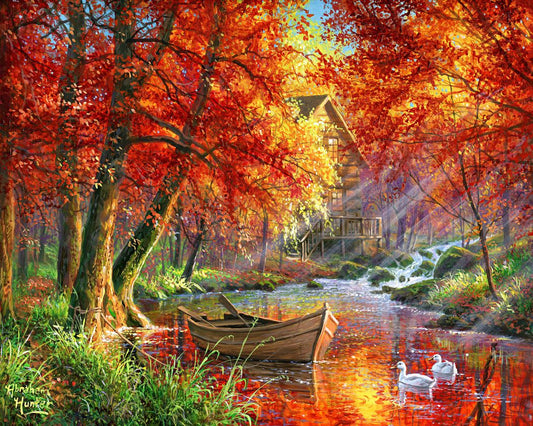 Fiume autunnale e barca Diamond Painting | Seos Shop ®