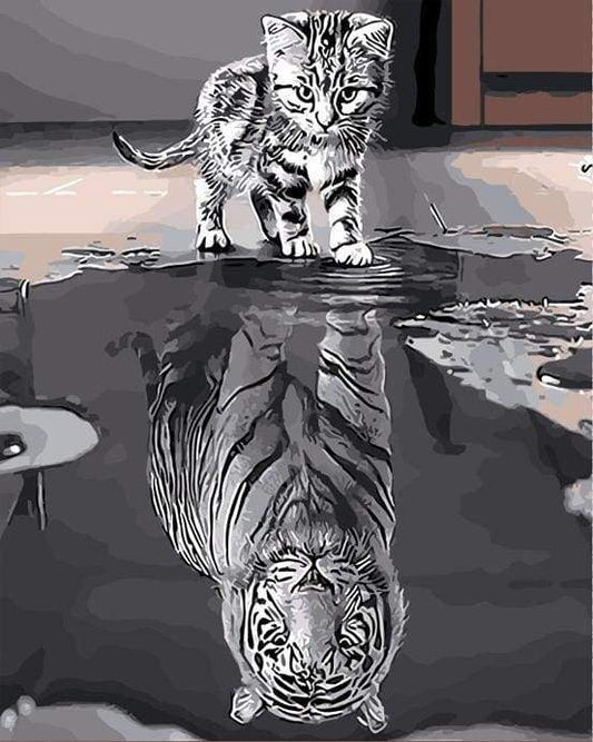 Gattino riflesso nella tigre Diamond Painting