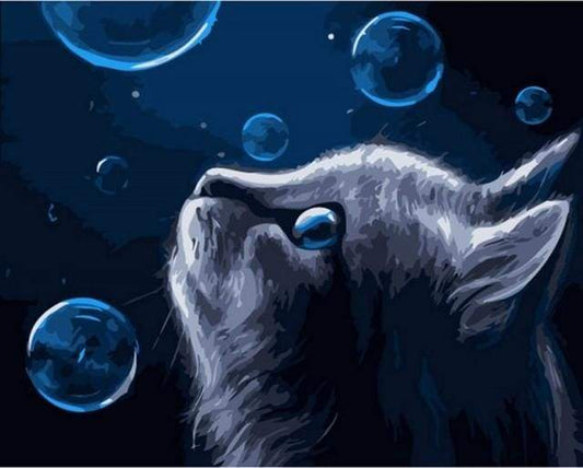Gatto Blu E Bolle Diamond Painting