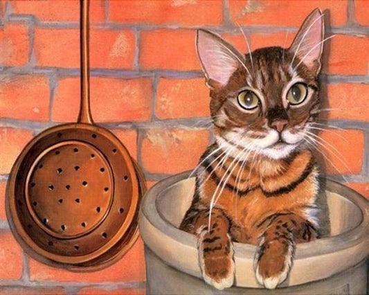 Gatto Che Gioca In Cucina Diamond Painting
