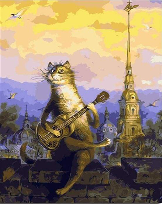 Gatto Che Suona La Chitarra Diamond Painting