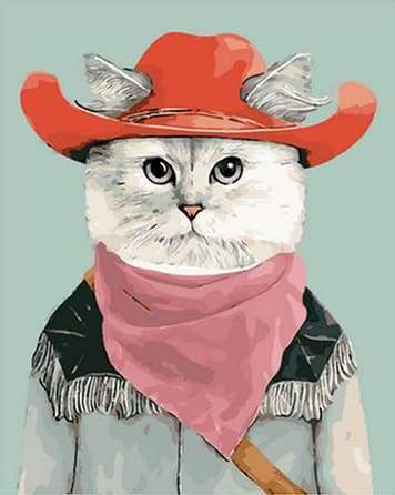Gatto Con Cappello Rosso Diamond Painting