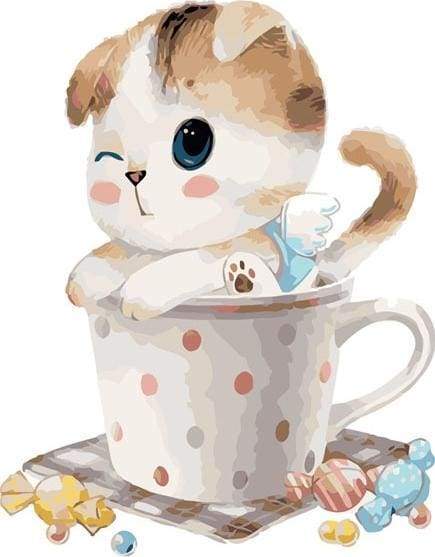 Gatto Con Tazza Di Tè Diamond Painting