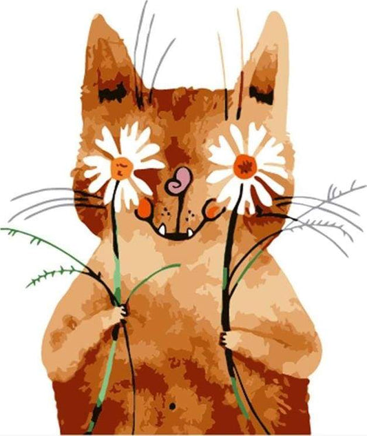 Gatto E Margherite Diamond Painting