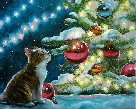 Gatto E Palline Di Natale Diamond Painting