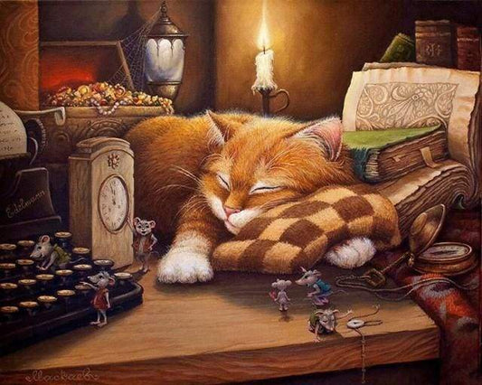 Gatto Pigro Diamond Painting