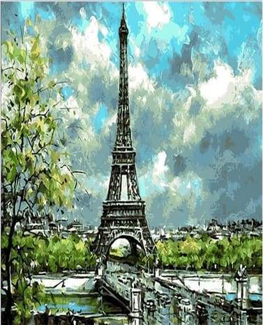 Giornata Nuvolosa Alla Torre Eiffel Diamond Painting