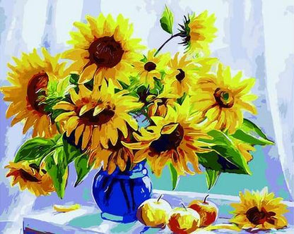 Girasoli In Un Vaso Blu E Frutti Diamond Painting | Seos Shop ®