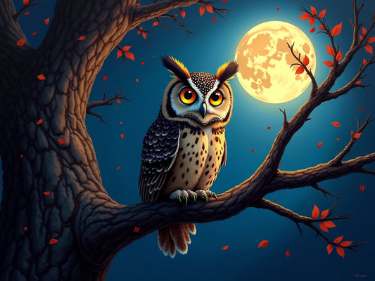 Gufo Saggio nella Notte Diamond Painting