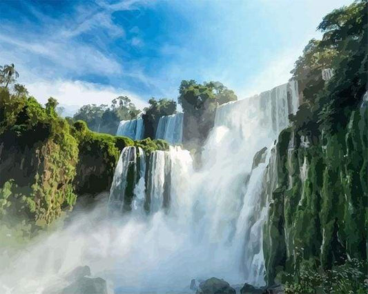 Grande Cascata Nella Foresta Diamond Painting