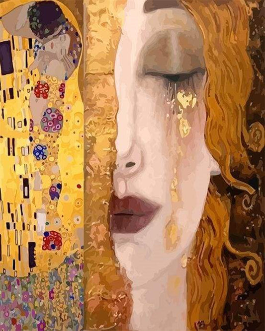 Gustav Klimt diamond painting kit completo con dettagli dorati