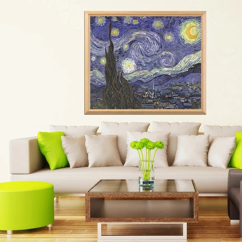 Ricamo Completo con Diamanti 5D - Accessori per Mosaico Fai da Te Van Gogh - Kit di Punto Croce e Lavoro a Mano - Regalo Speciale