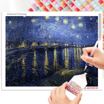 Ricamo Completo con Diamanti 5D - Accessori per Mosaico Fai da Te Van Gogh - Kit di Punto Croce e Lavoro a Mano - Regalo Speciale