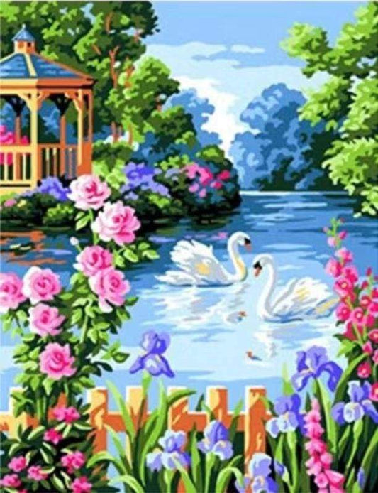 Il Lago Dei Cigni In Una Giornata Di Sole Diamond Painting