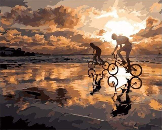 In Bicicletta Al Tramonto Diamond Painting