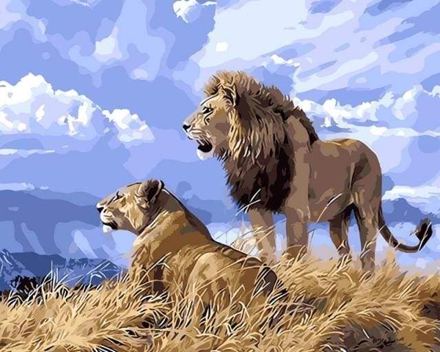 Leone E Leonessa In Africa Diamond Painting | Seos Shop ®