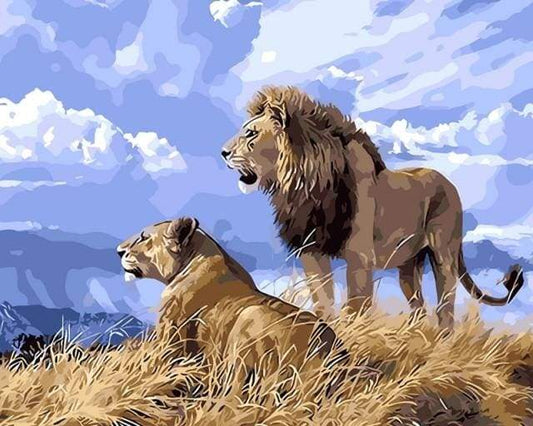 Leone E Leonessa In Africa Diamond Painting