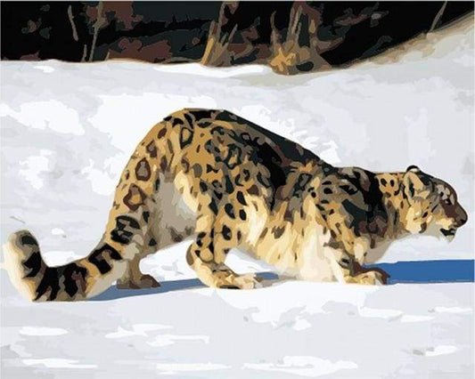 Leopardo Nella Neve Diamond Painting