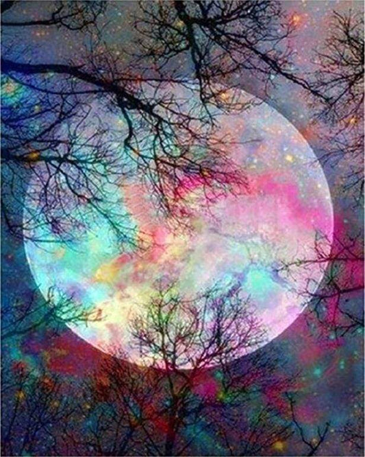 Luna Piena Con Riflessi Colorati Diamond Painting