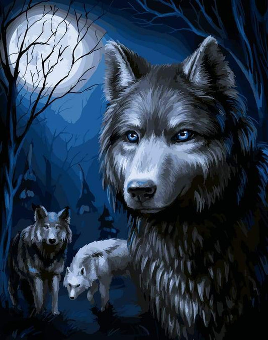 Lupi E Luna Piena Diamond Painting