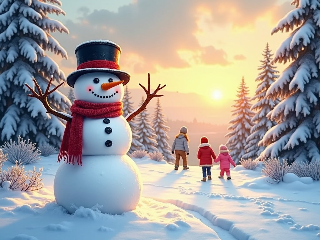 Pupazzo di Neve Allegro nel Giardino Diamond Painting