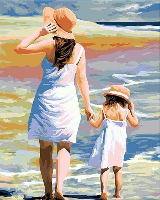 Madre E Figlia In Spiaggia Diamond Painting kit diamond painting