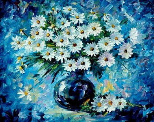 Margherite E Vaso Blu Diamond Painting