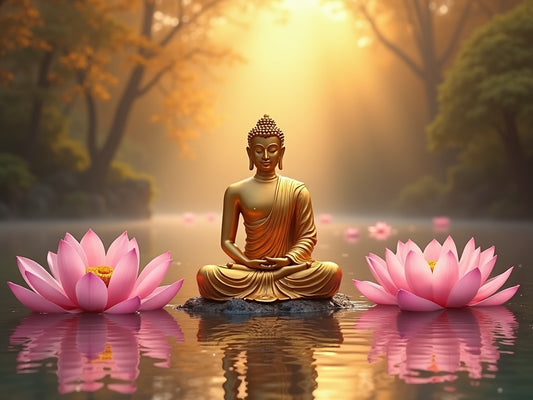 Buddha Zen con Fiori di Loto Diamond Painting