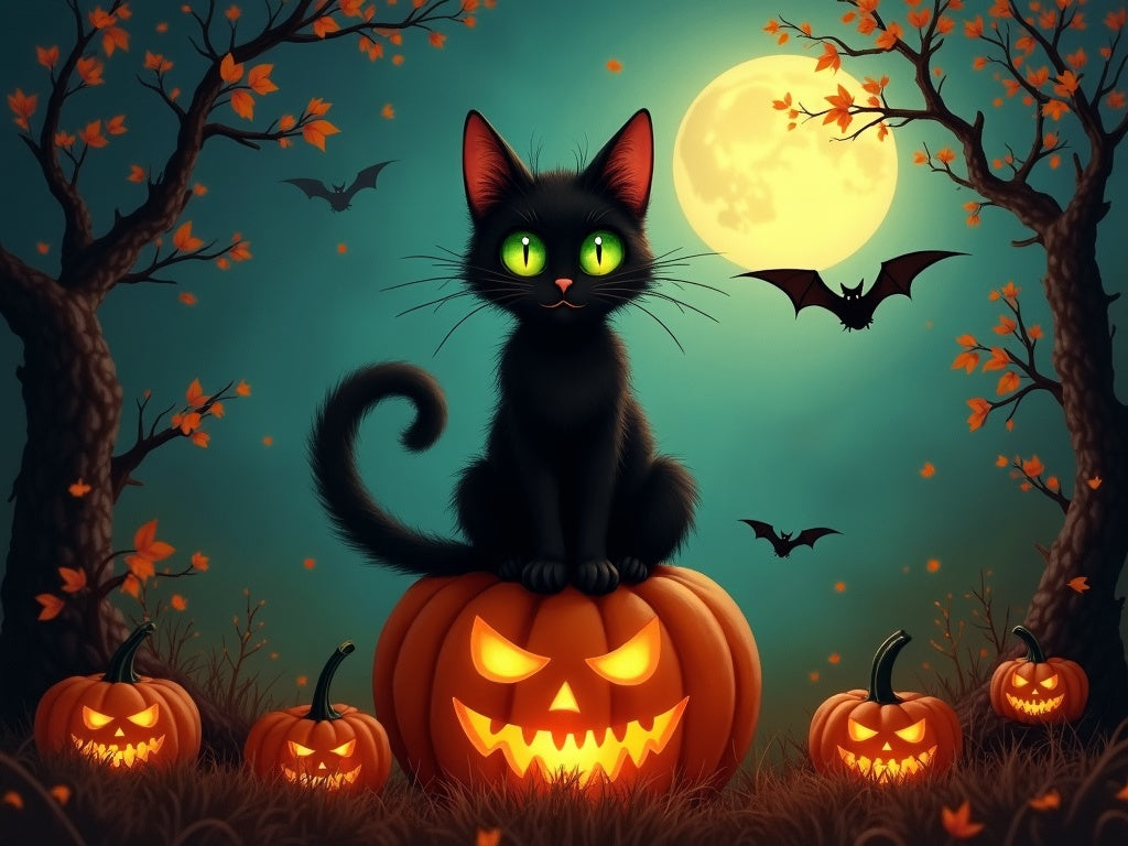 Diamond Painting Gatto Nero Halloween