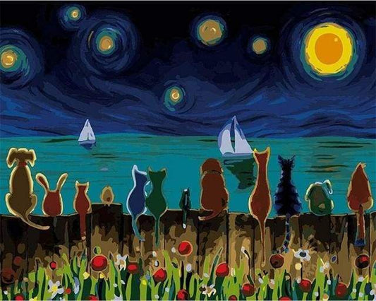 Notte Stellata Con Animali Diamond Painting