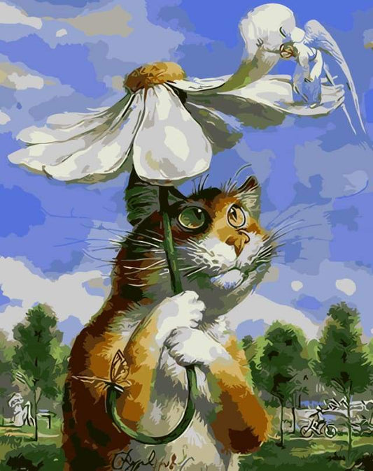 Ombrello Margherite E Gatto Diamond Painting