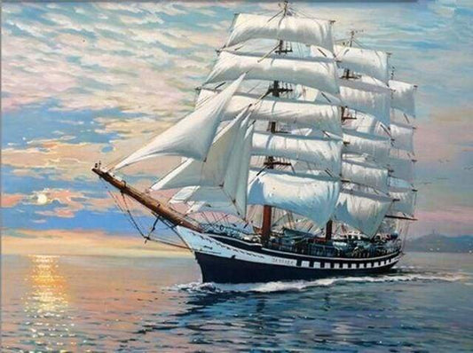 Paesaggio Dell'Oceano In Barca A Vela Diamond Painting