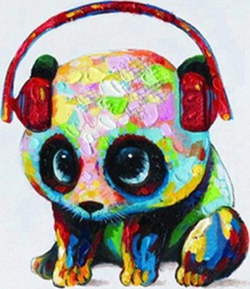 Panda Con Cuffie Diamond Painting