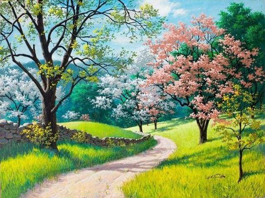 Passeggiata Durante La Stagione Primaverile Diamond Painting