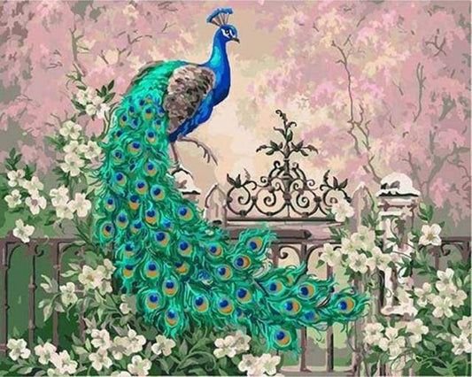 Pavone E Fiori Bianchi Diamond Painting