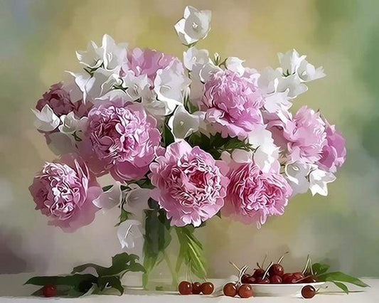 Peonie E Ciliegie Diamond Painting