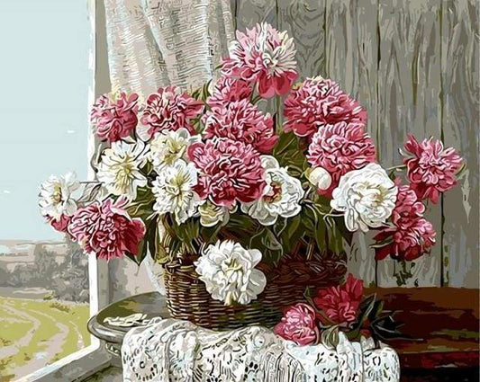 Peonie Rosa E Bianche Diamond Painting