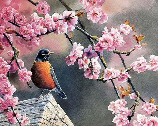 Pettirosso Europeo In Primavera Diamond Painting