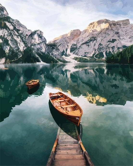 Piccola Barca E Lago Di Montagna Diamond Painting