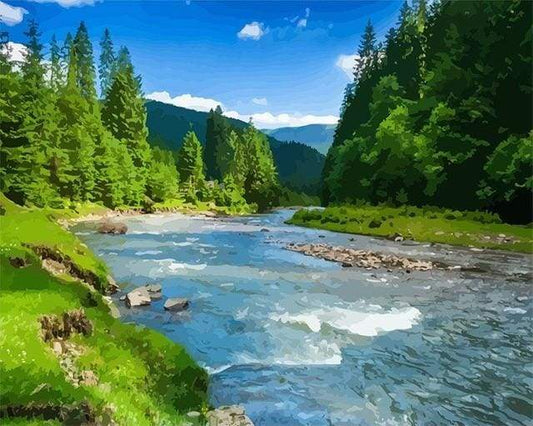 Piccolo Fiume Nella Foresta Diamond Painting