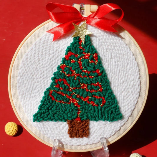 Punch Needle Kit Albero di Natale decorato Diamond Painting