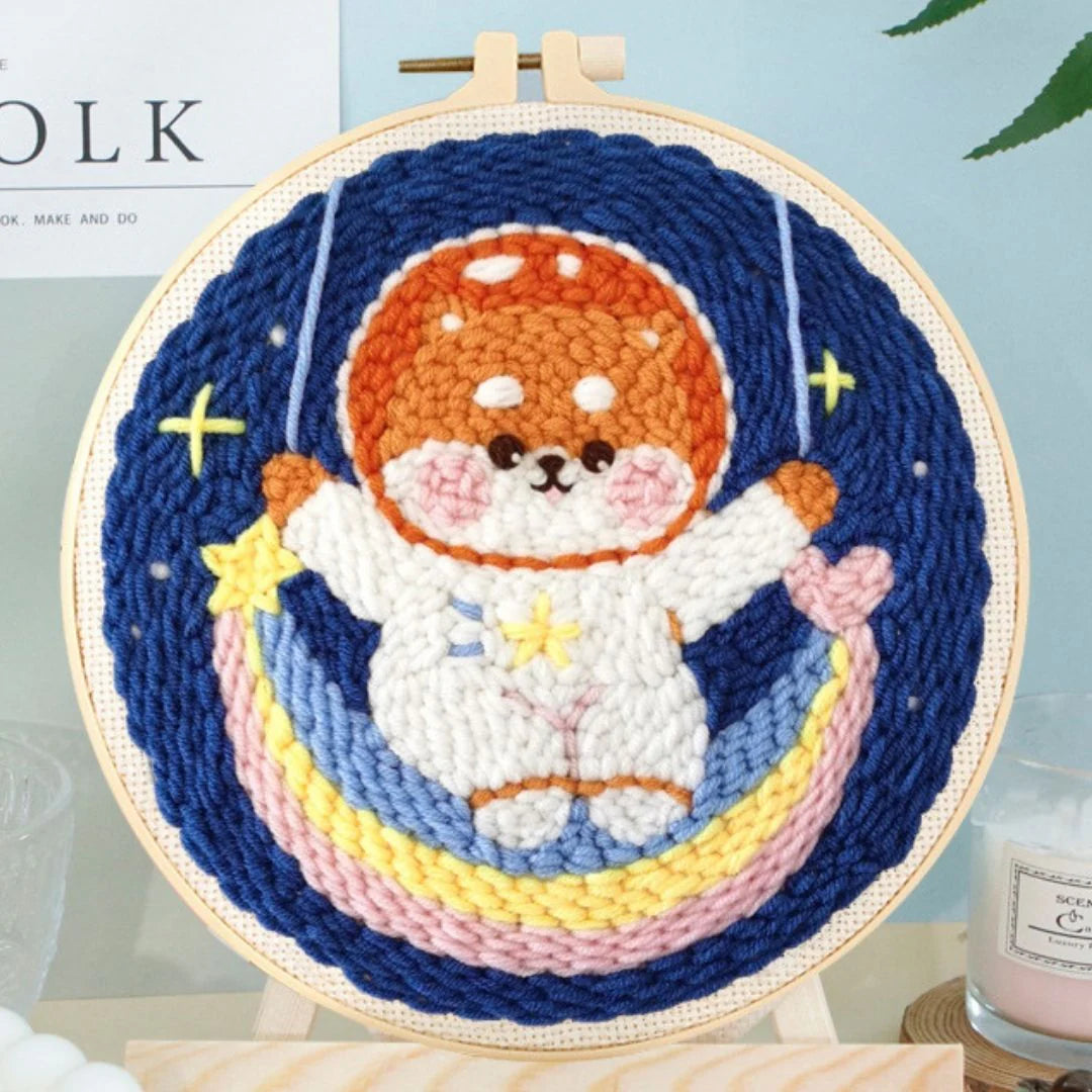 Punch Needle Kit Astronauta sulla'altalena arcobaleno Diamond Painting | Seos Shop ®