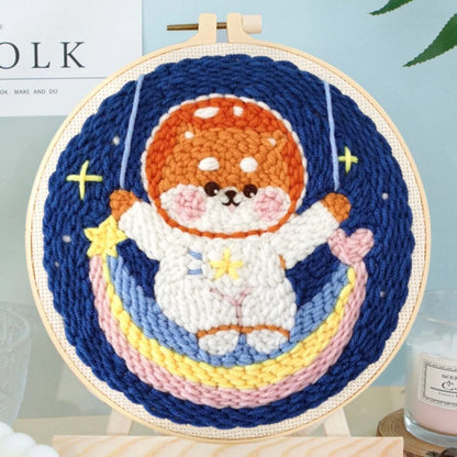 Punch Needle Kit Astronauta sulla'altalena arcobaleno Diamond Painting | Seos Shop ®