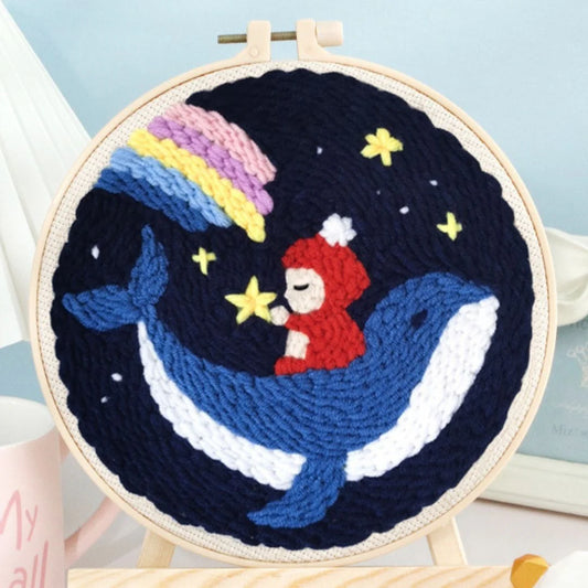 Punch Needle Kit Bimba e balena fra le stelle cadenti Diamond Painting | Seos Shop ®