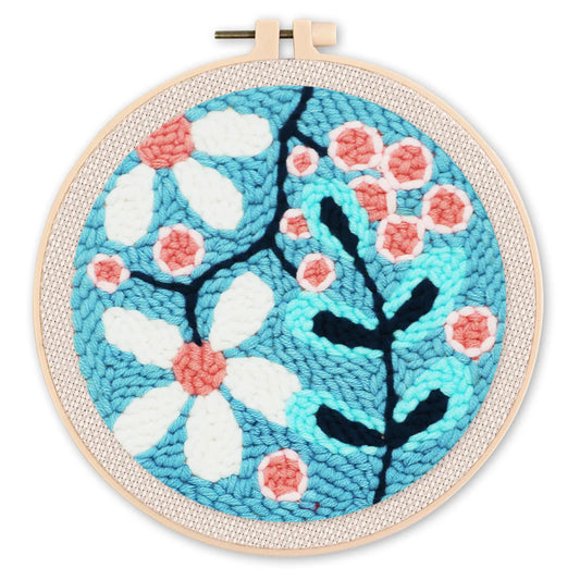 Punch Needle Kit Esplozione di fiori bianchi Diamond Painting