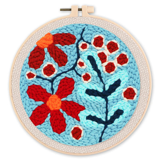 Punch Needle Kit Esplozione di fiori rossi Diamond Painting