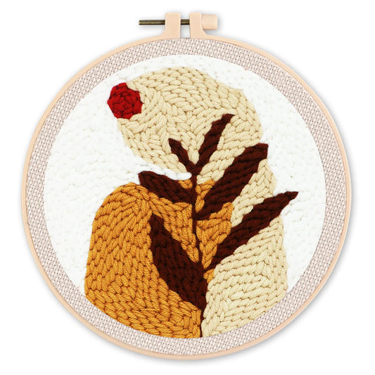 Punch Needle Kit Foglia e sole rosso Diamond Painting