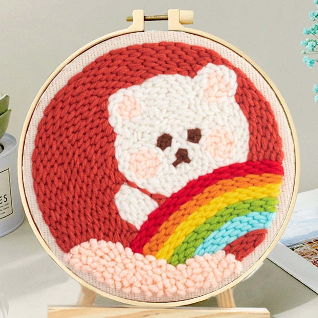 Punch Needle Kit Orsacchiotto e arcobaleno Diamond Painting
