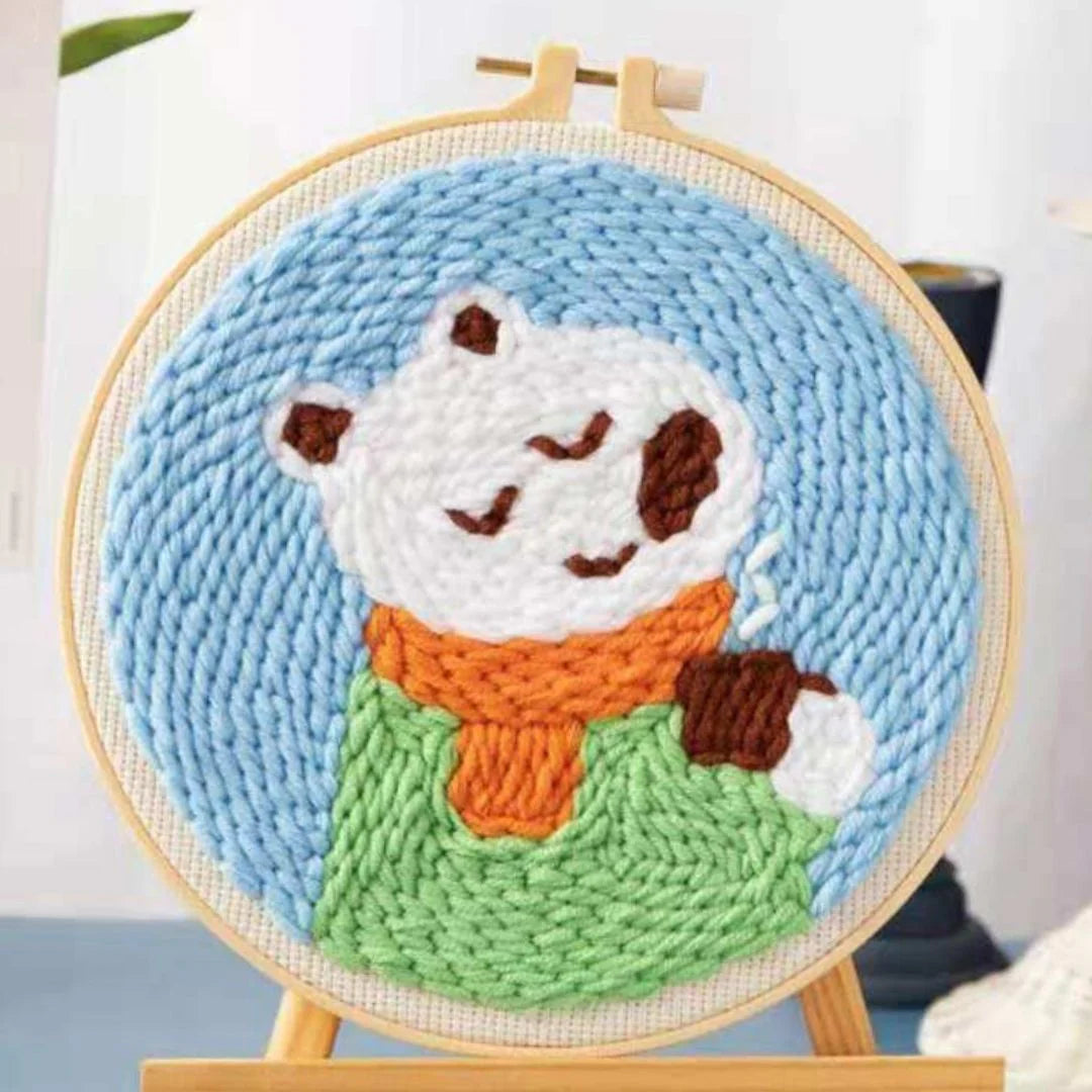 Punch Needle Kit Orso polare con la sciarpa Diamond Painting | Seos Shop ®